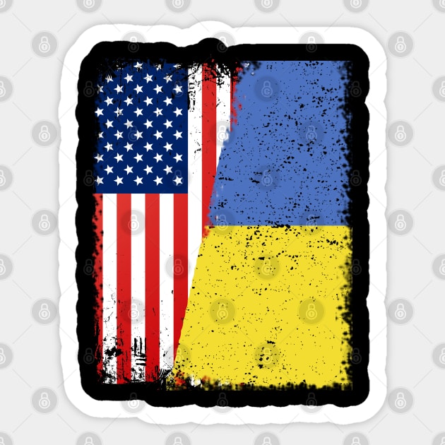 UKRAINIAN ROOTS | Half American Flag | UKRAINE Sticker by UniqueBoutiqueTheArt